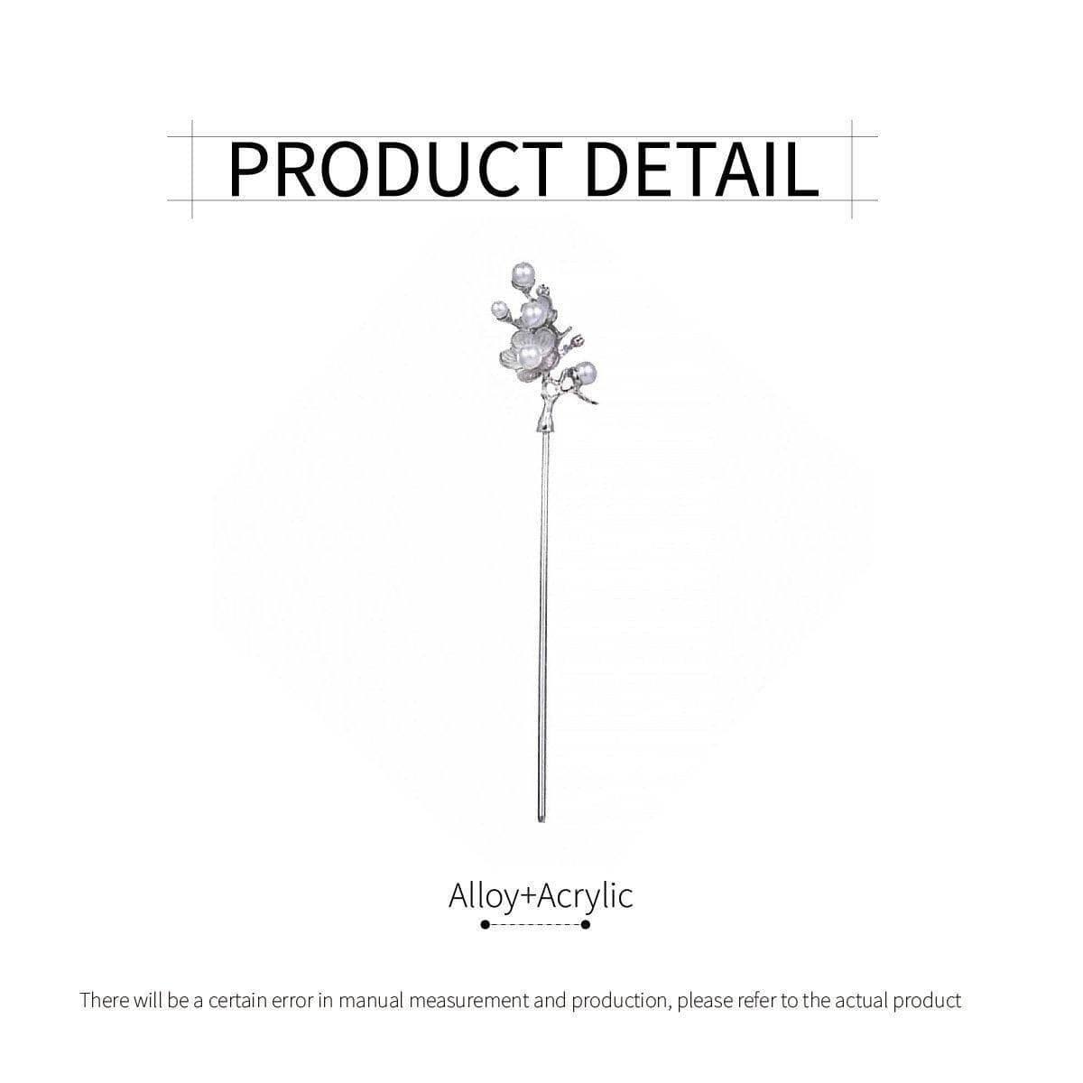 Chinese Style Plum Blossom Hairpin with Imitation Pearl Fringe - view 3