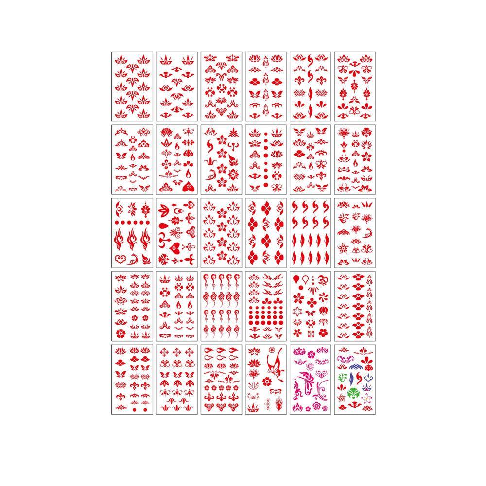 Chinese Style Waterproof Forehead Stickers - Red Lotus, Flame and Dot Designs
