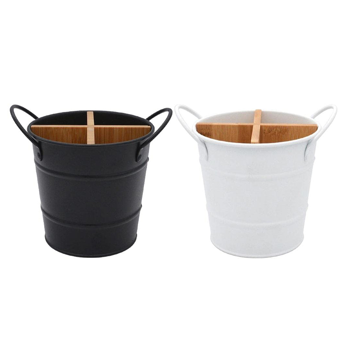 Chopstick and Utensil Holder Organiser with Bamboo Divider - White - view 3