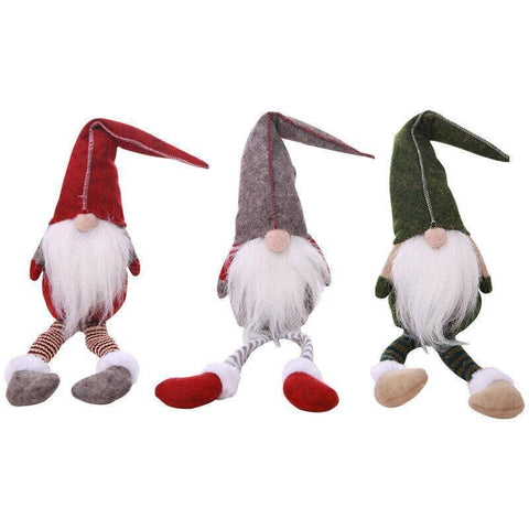 Christmas Faceless Gnome Doll Ornaments, Set of 3 - Green, Grey and Red