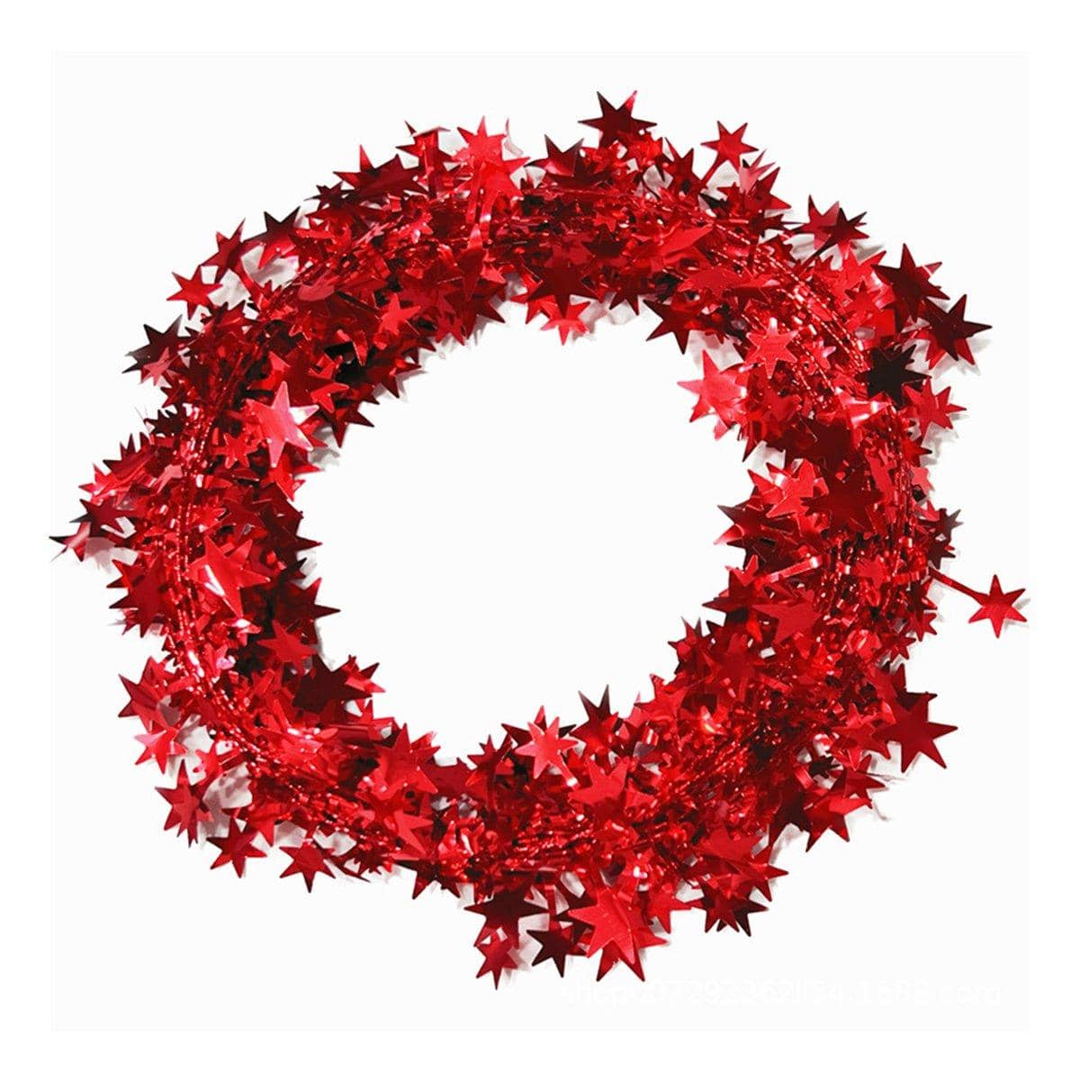 Christmas Metallic Star Garland Wreath Decorations, Pack of 10 - Red
