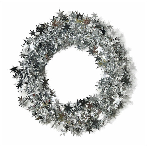 Christmas Metallic Star Garland Wreath Decorations, Pack of 10 - Silver