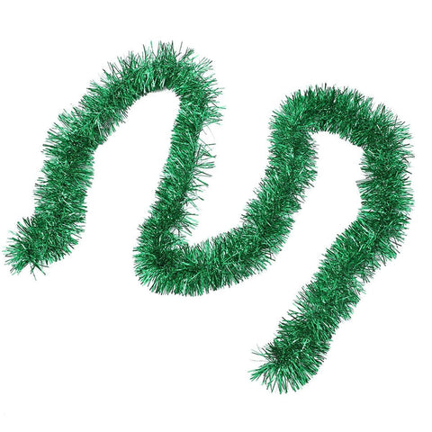 Christmas Tinsel Garland Strips - Green, Pack of 10
