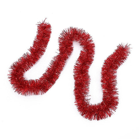 Christmas Tinsel Garland Strips - Red, Pack of 10