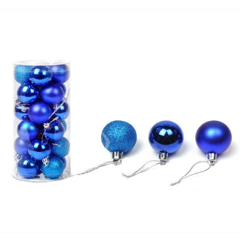 Christmas Tree Baubles, 3 cm, Pack of 24 - Dark Blue