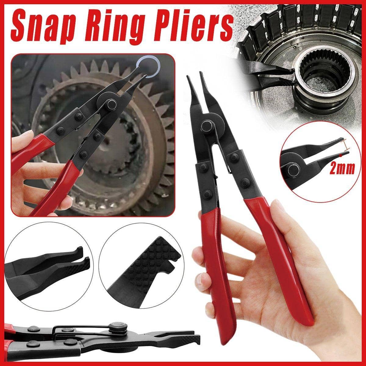 Circlip Spring Snap Ring Pliers, Flat Mouth Carbon Steel Retaining Ring Remover