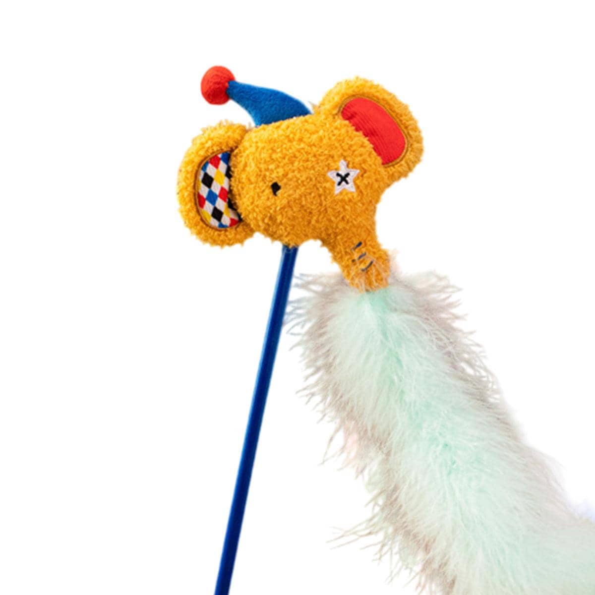 Circus Themed Cat Teaser Stick Toy - Long Nosed Elephant