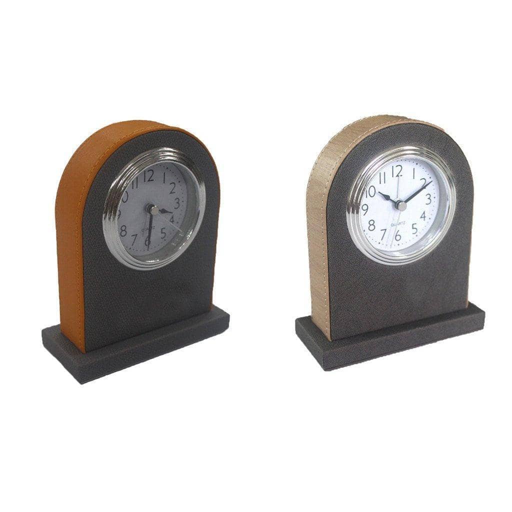 Classic Hotel Alarm Clock Quartz Movement Faux Leather Design with Clear Display - Orange - view 3