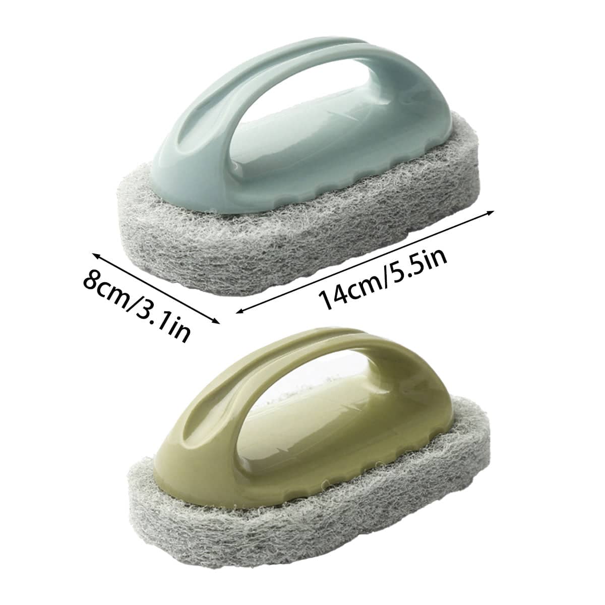 Cleaning Brushes Set 3 Piece Tile Kitchen Scrub Brushes with Sponge - Green - view 4