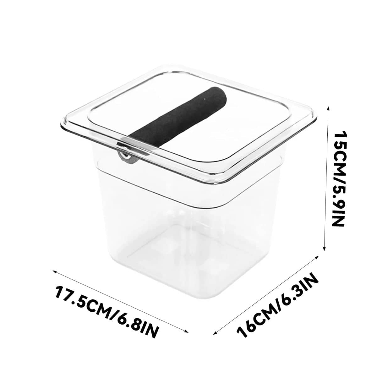 Clear Acrylic Coffee Knock Box Espresso Grounds Bin with Rubber Bar - view 3