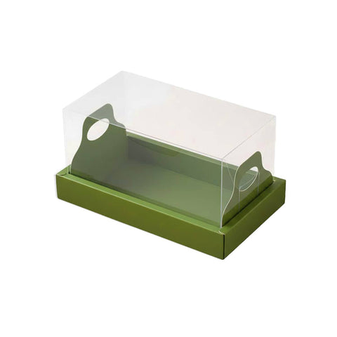 Clear Cake Boxes with Insert Tray, Pack of 10 - Green