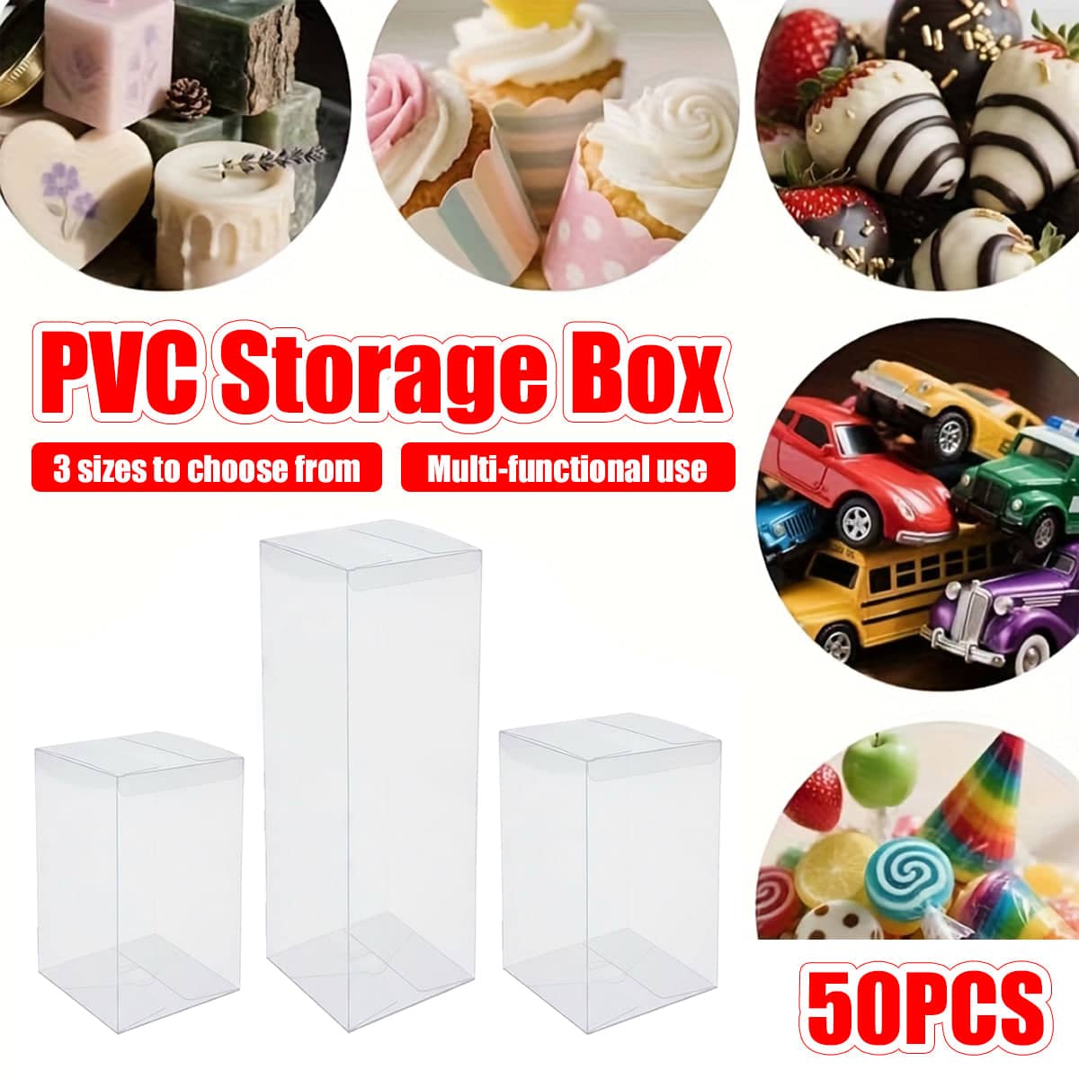 Clear Gift Boxes, 6 x 6 x 10 cm - Pack of 50 - view 2