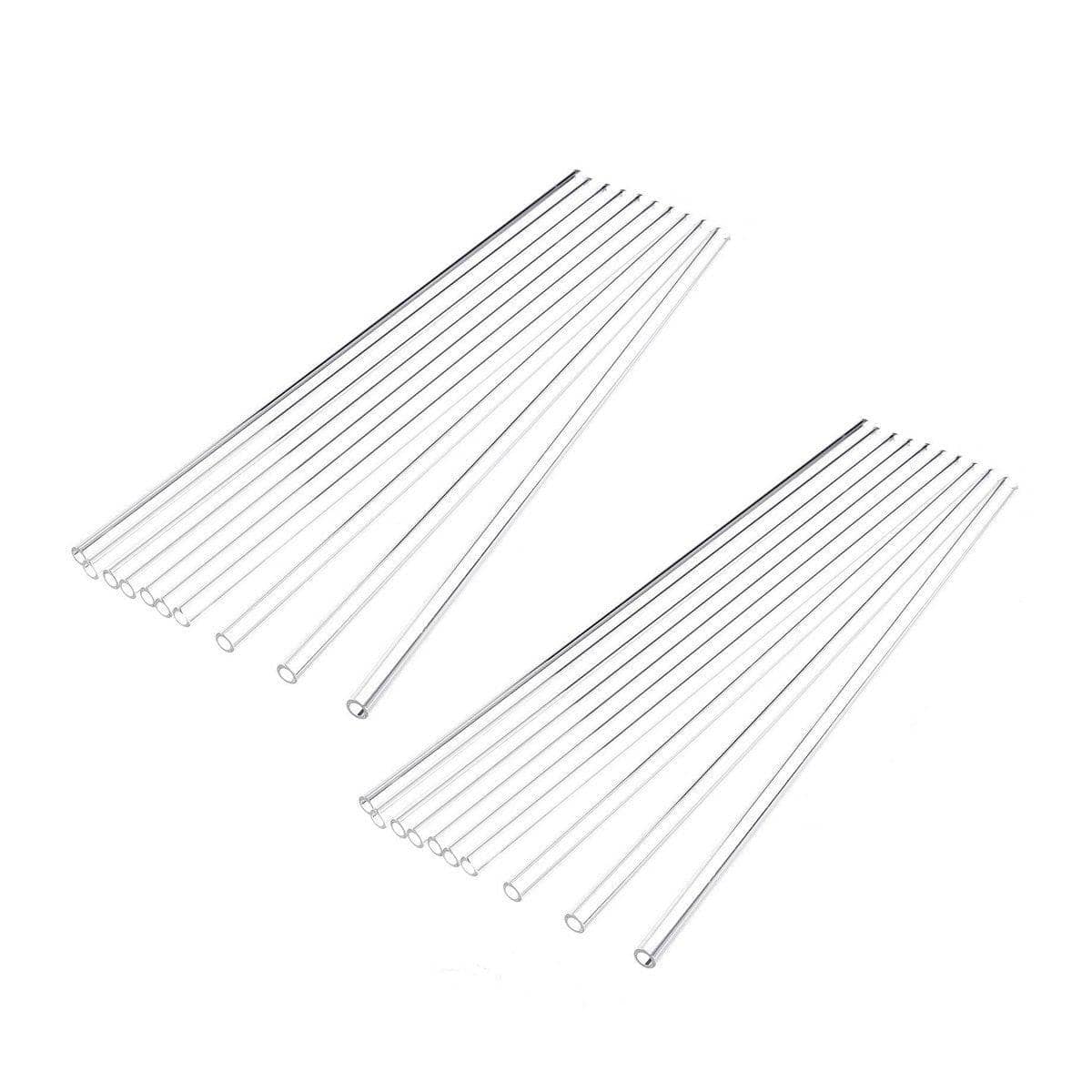 Clear Glass Straws, Pack of 20 - Reusable Heat-Resistant, 20 cm Long
