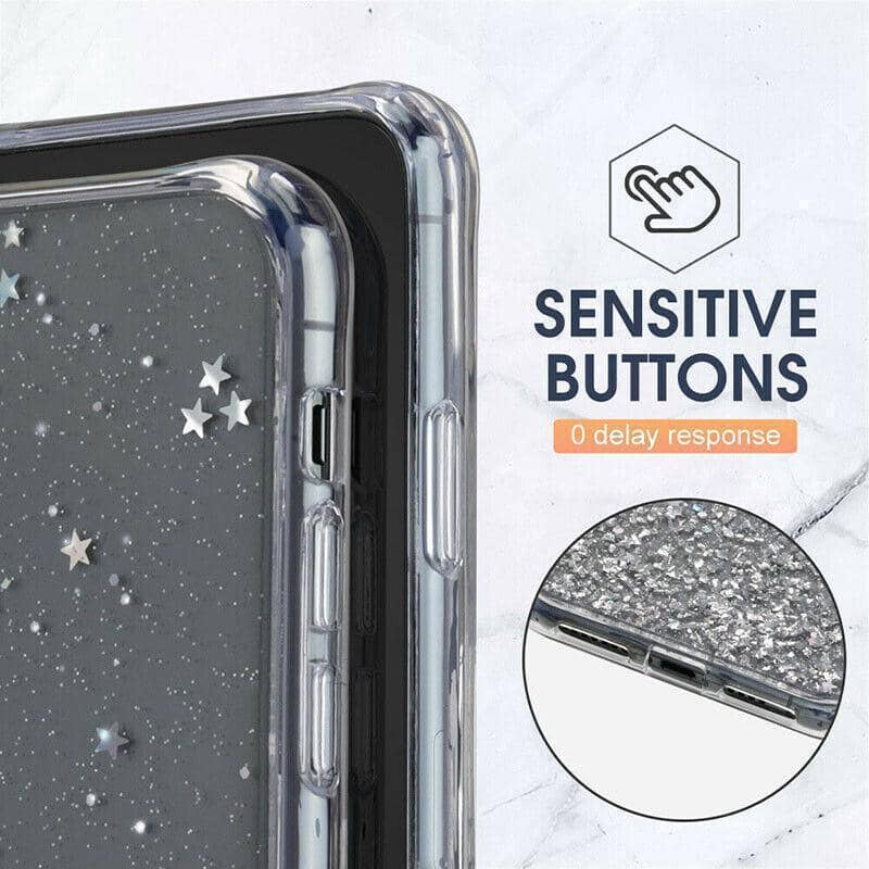 Clear Glitter Shockproof Phone Case with Star Sequins - Samsung Galaxy S21 - view 5