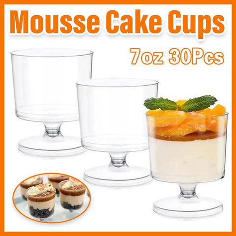 Clear Hard Plastic Mousse Cake Cups for Dessert Serving, Pack of 30