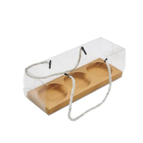 Clear Pastry Gift Boxes with 3 Cavity Insert, Pack of 20 - Kraft