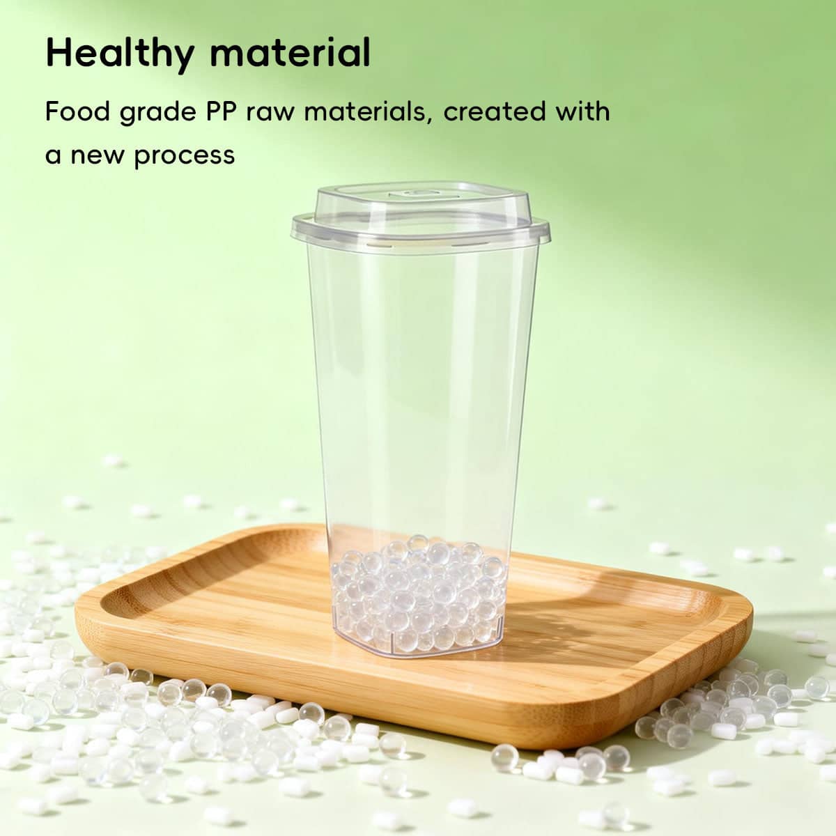 Clear Plastic Fruit Tea Cups with Lids and Forks - 650 ml, Pack of 50 - view 5