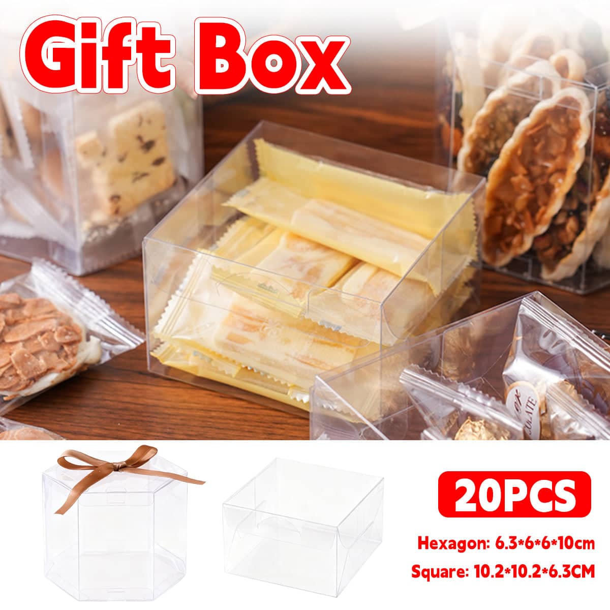 Clear Plastic Gift Boxes, Square - 20 Pack - view 2