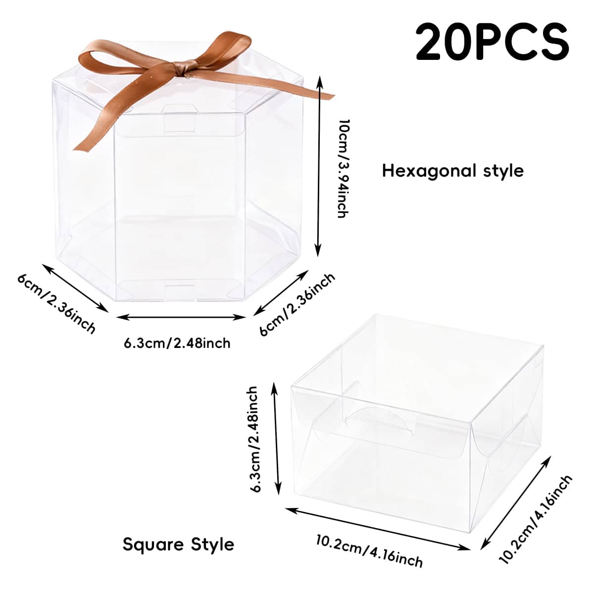 Clear Plastic Gift Boxes, Square - 20 Pack - view 4