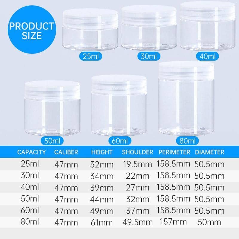 Clear Plastic Jars with Caps, Pack of 10 - 25ml - view 3