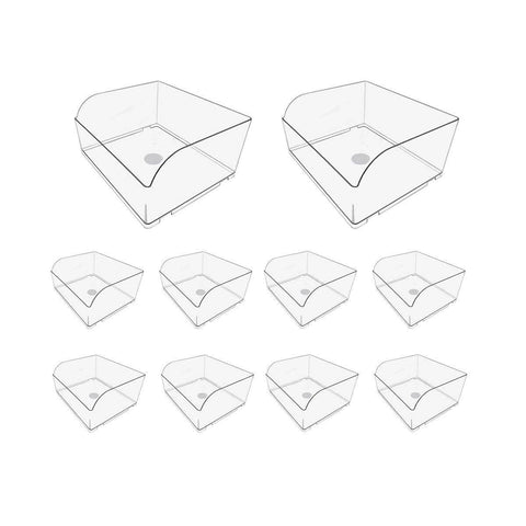 Clear Plastic Storage Box Set of 10 - Size L (33.2 x 27.9 cm)