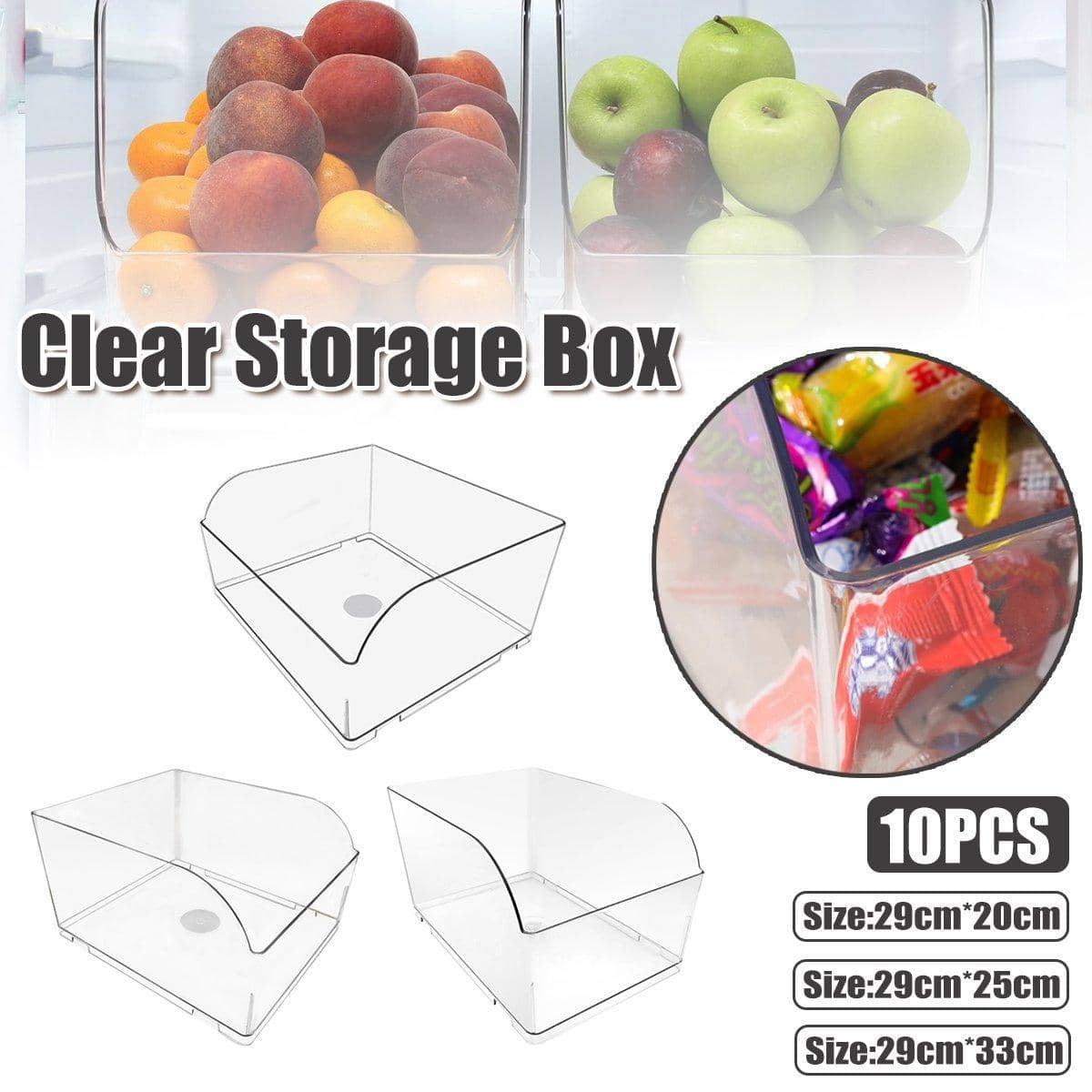 Clear Plastic Storage Box Set of 10 - Size L (33.2 x 27.9 cm) - view 2