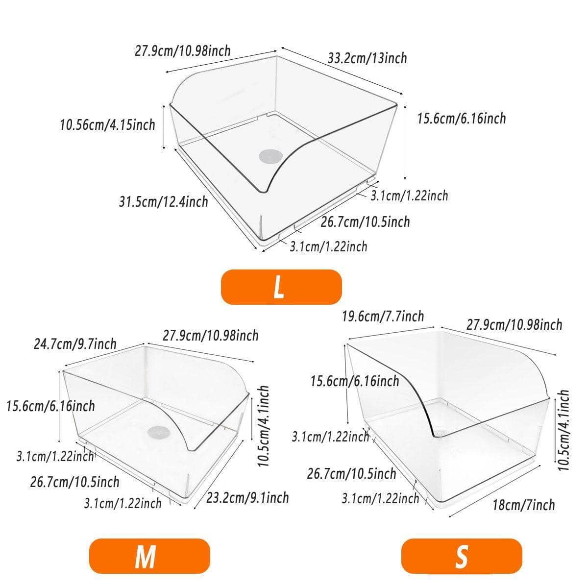 Clear Plastic Storage Box Set of 10 - Size L (33.2 x 27.9 cm) - view 4