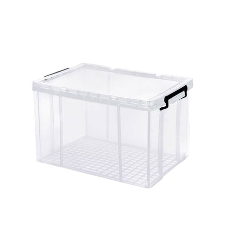 Clear Plastic Storage Box Stackable Large Capacity with Lid and Handle - 44 x 30 x 25 cm