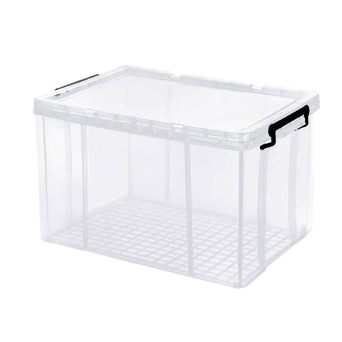 Clear Plastic Storage Box Stackable Large Capacity with Lid and Handle - 61 x 43 x 35 cm