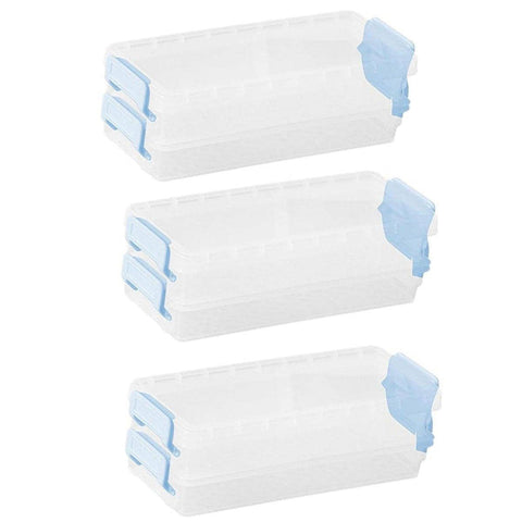 Clear Plastic Two-Layer Desktop Stationery Storage Boxes - Blue, Set of 3