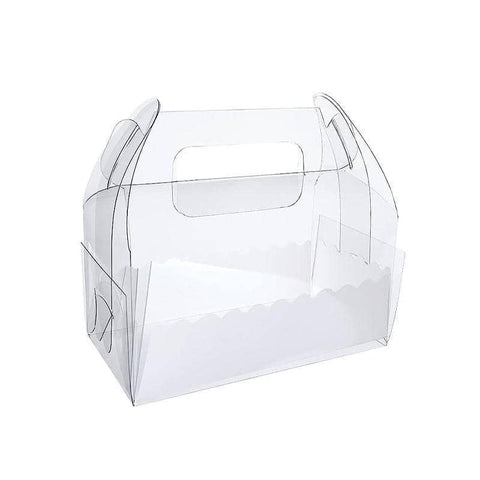Clear Portable Pastry Boxes with White Inner Tray, Pack of 50 - Medium (16.2 x 9 x 10.5 cm)