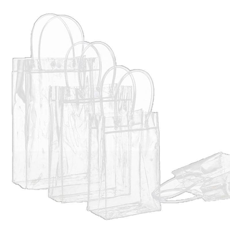 Clear PVC Gift Tote Bags, Pack of 100 - 13 x 15 x 7 cm - view 3