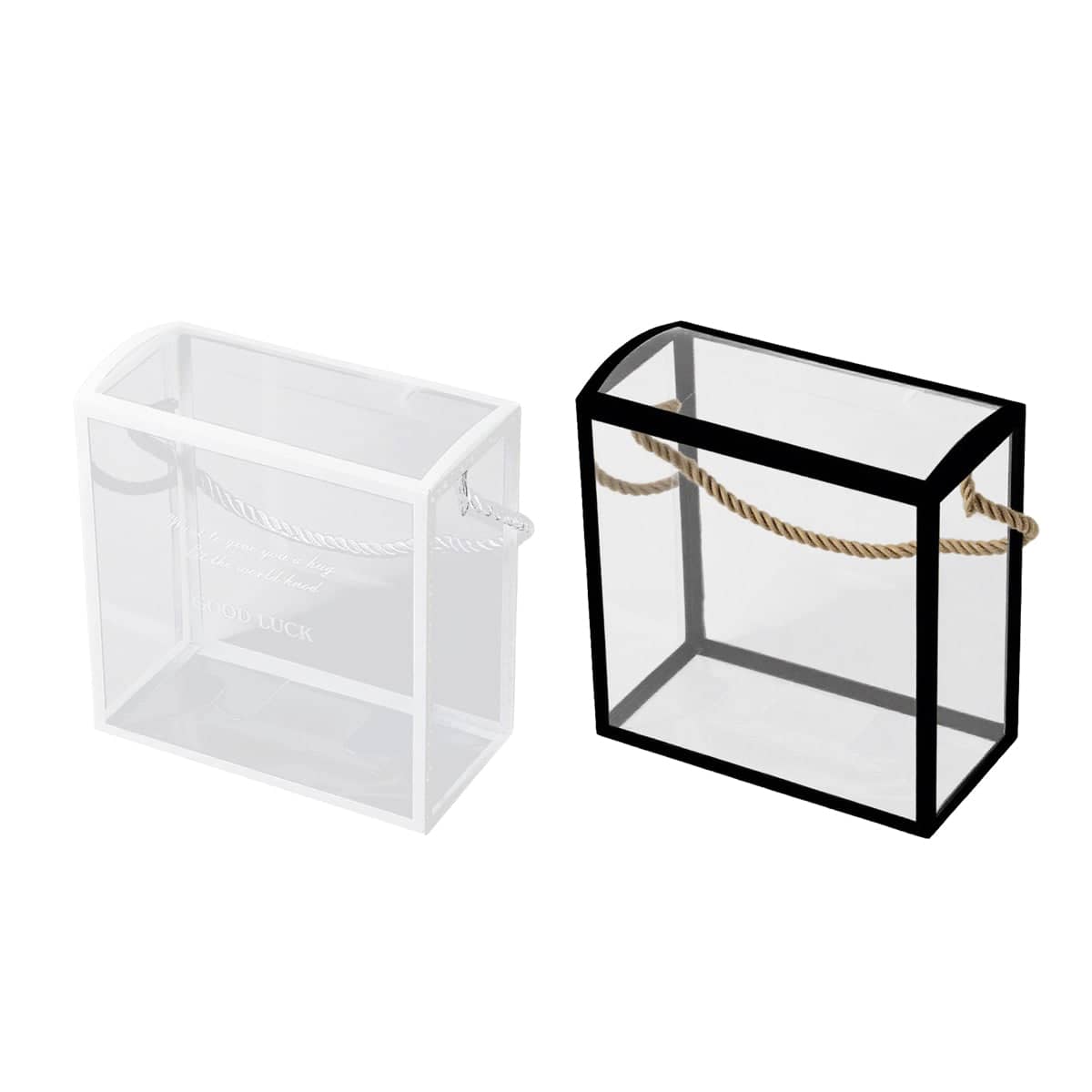 Clear PVC Handheld Gift Bags, Set of 20 for Birthdays and Christmas - Black - view 3