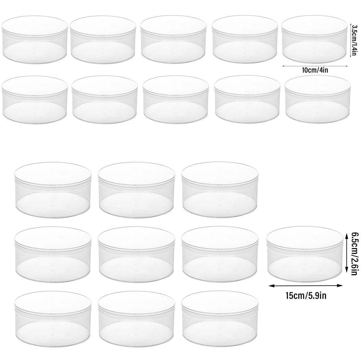 Clear Round Plastic Gift Boxes, Pack of 10 - 15 x 6.5 cm - view 3