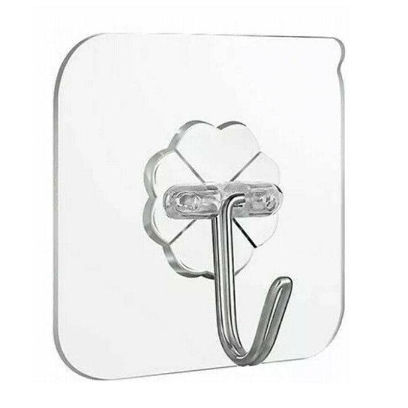 Clear Seamless Adhesive Wall Hooks, 6 x 6 cm - Pack of 24