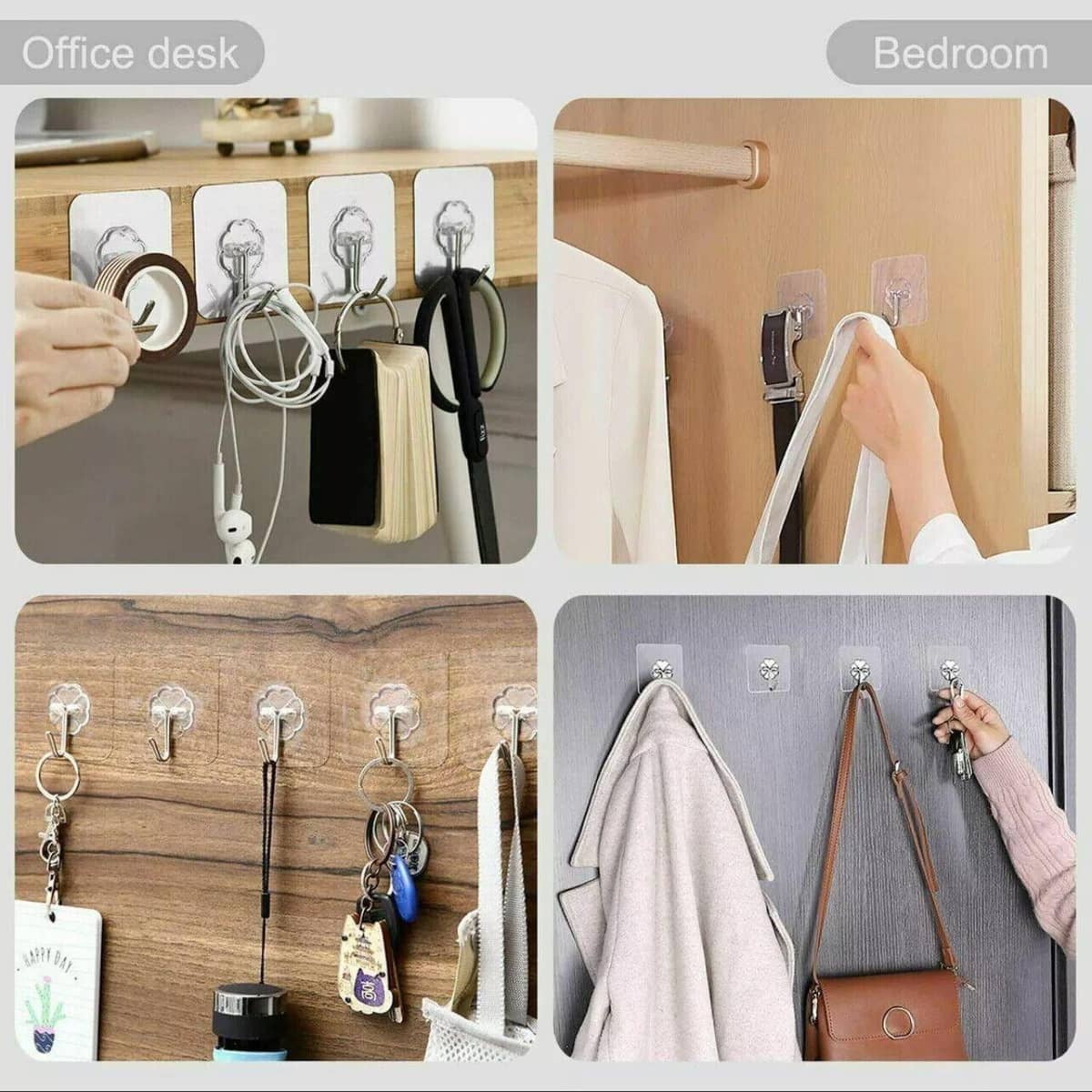 Clear Seamless Adhesive Wall Hooks, 6 x 6 cm - Pack of 24 - view 5