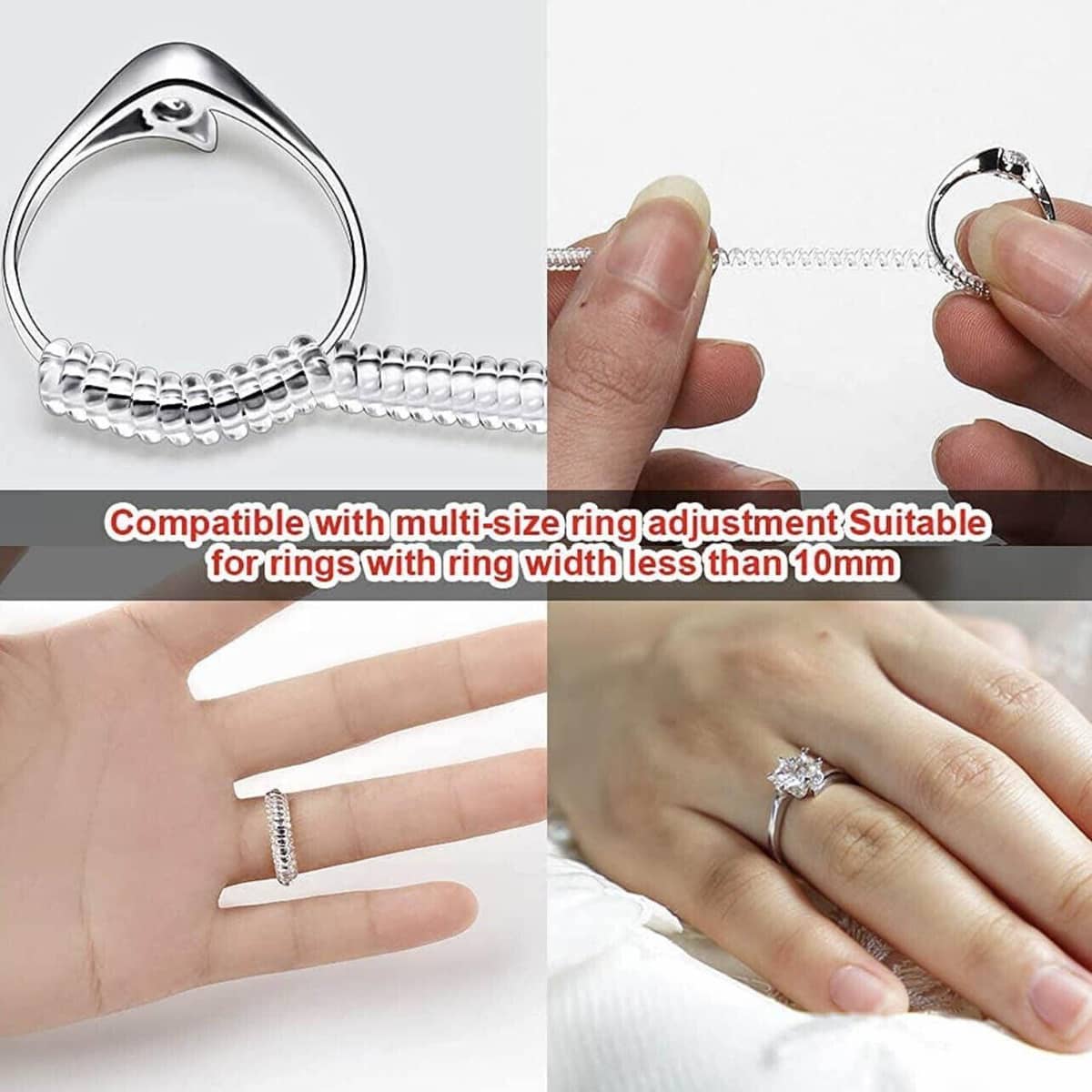Clear Spiral Ring Size Reducer Invisible Guard Resizer for Jewellery, Pack of 5 - view 4