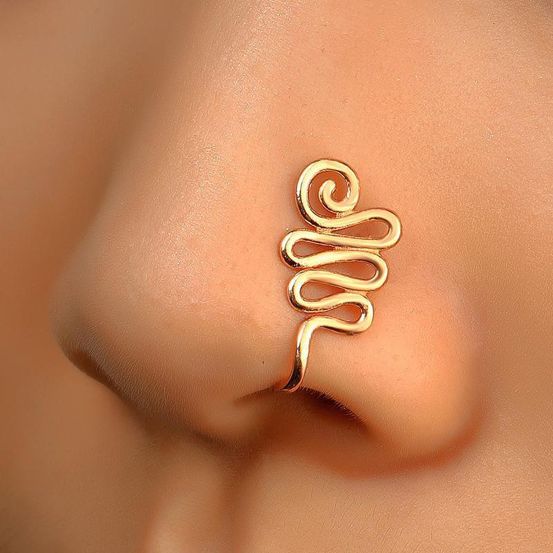 Clip-On Fake Nose Ring Cuff, Non-Piercing - Silver Star - view 5