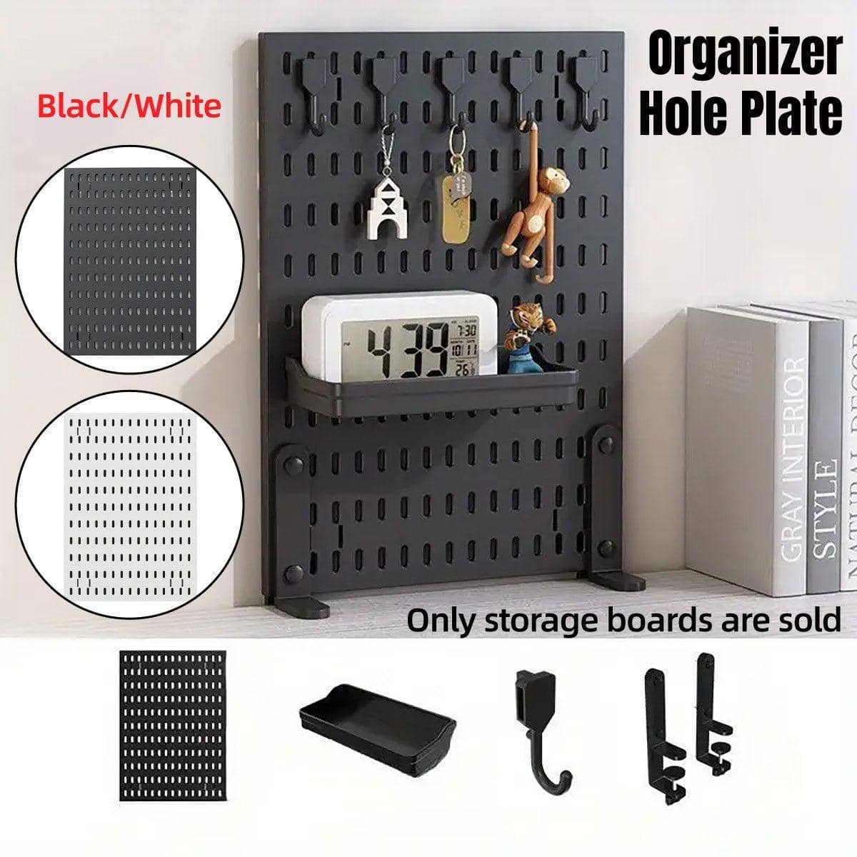 Clip-On Vertical Hole Board Desktop Organiser - Black - view 2