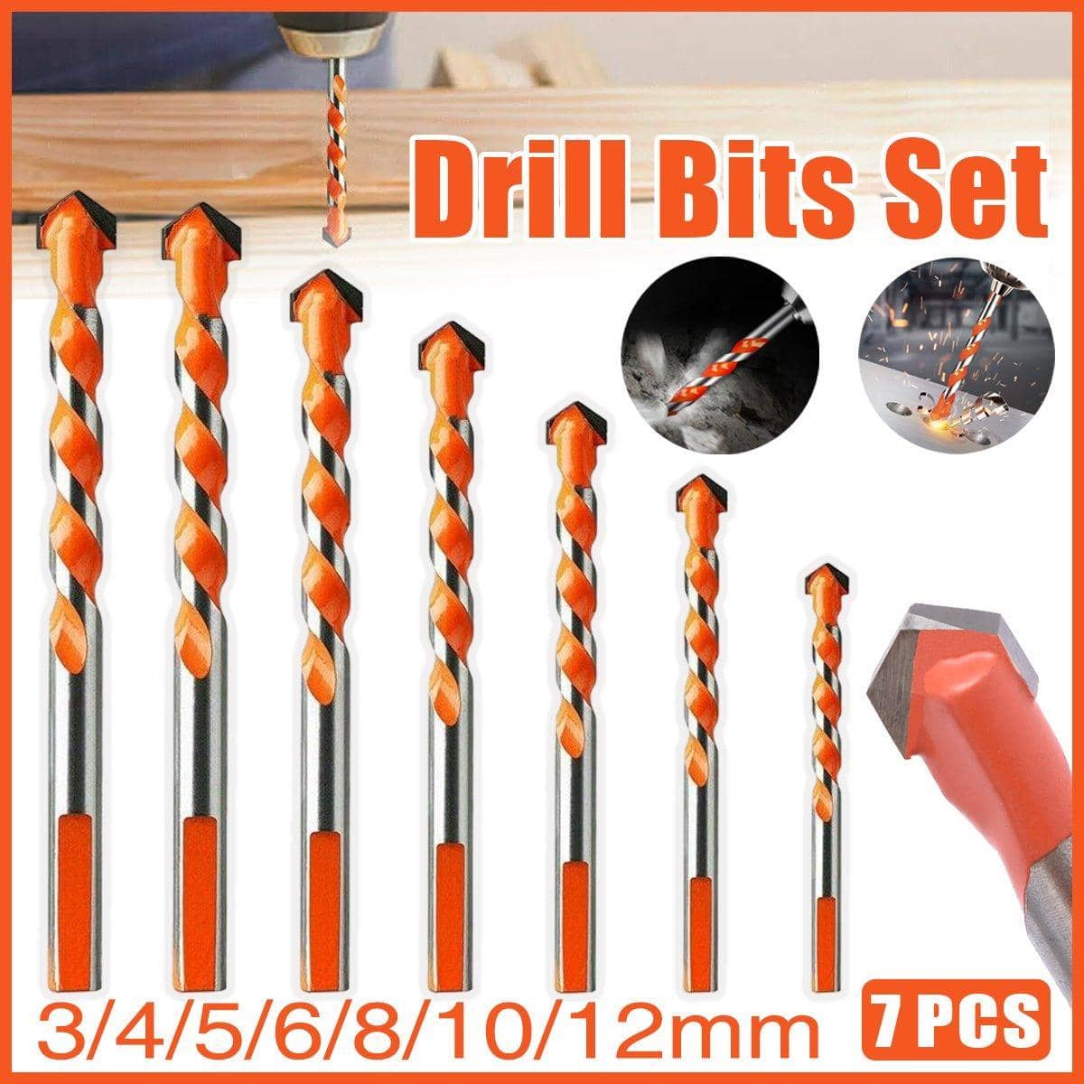 Cobalt HSS Drill Bit Set, 3-12 mm, Pack of 7