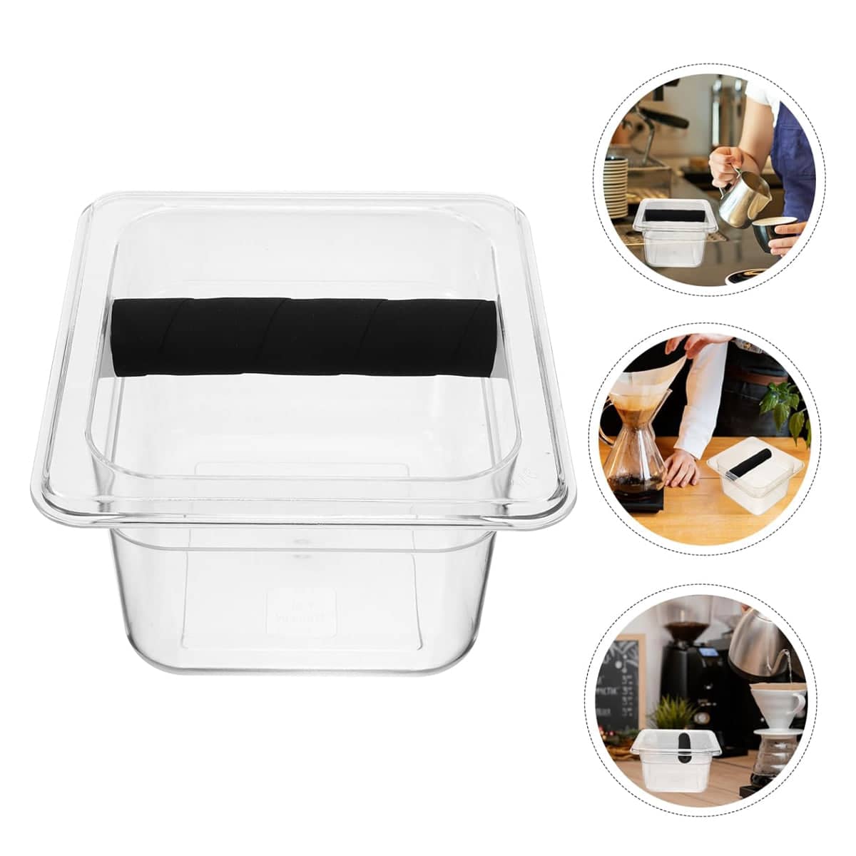 Coffee Knock Box Barista Dosing Station with Clear Acrylic Body and Anti Slip Knock Bar - view 4