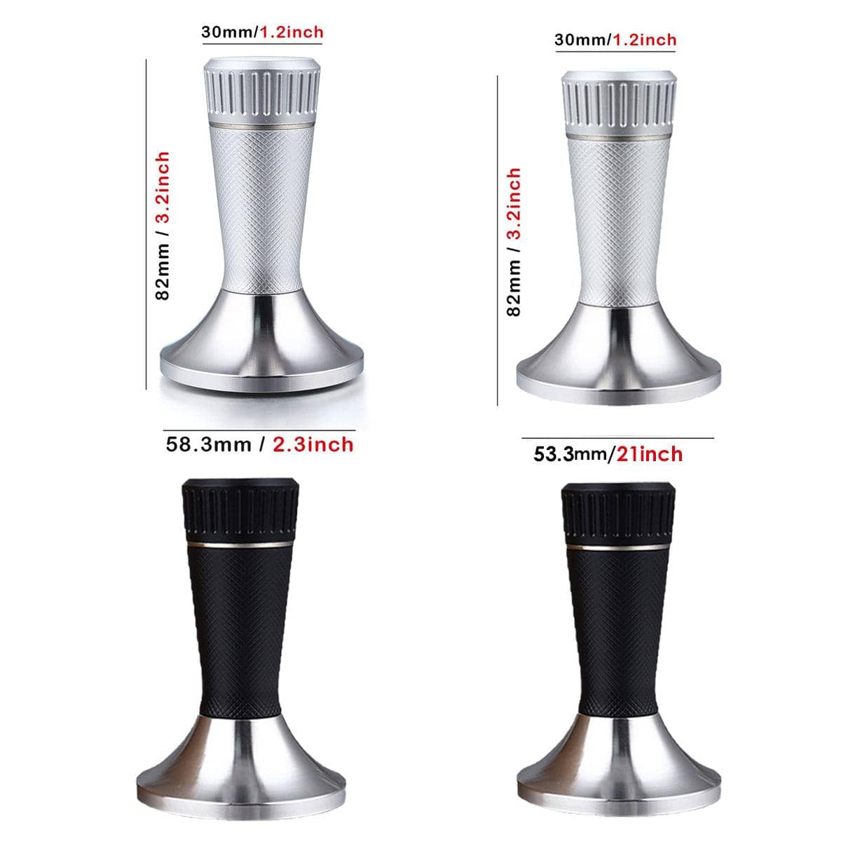 Coffee Powder Press Tamper with Needle Distributor, Stainless Steel - Black, 53.3 mm - view 4