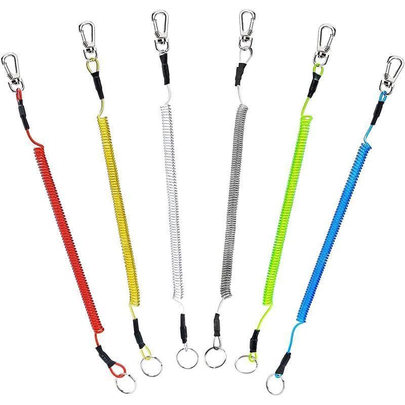 Coiled Fishing Tool Lanyards with Lobster Clip - Grey, Pack of 6 - view 4