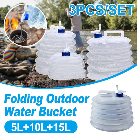 Collapsible Water Container with Spigot - Pack of 3, 5L, 10L and 15L