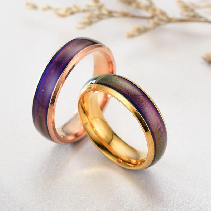 Colour Changing Mood Ring Stainless Steel US Size 11 - Gold - view 6
