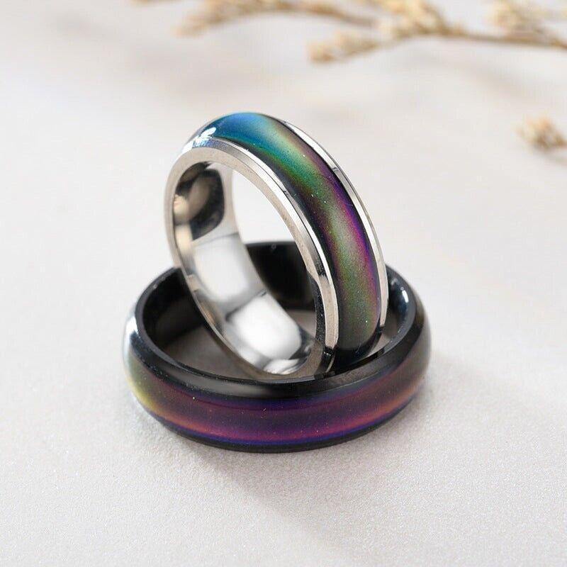 Colour Changing Mood Ring Stainless Steel US Size 11 - Rose Gold - view 11