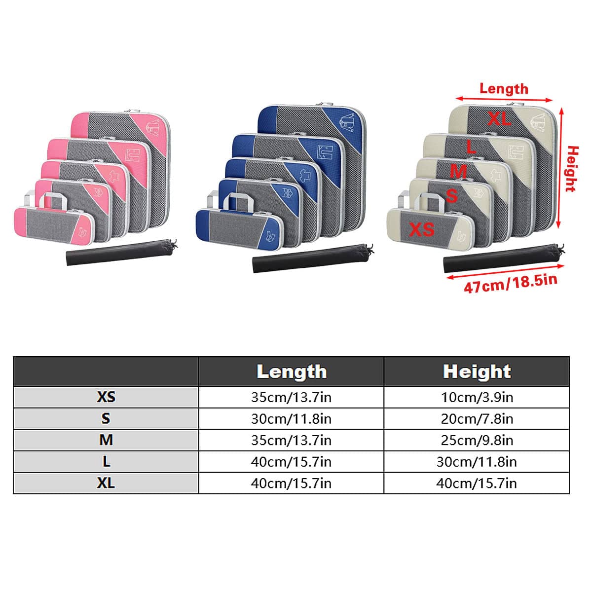 Compression Packing Cubes Set, 6 Pieces - Navy - view 4