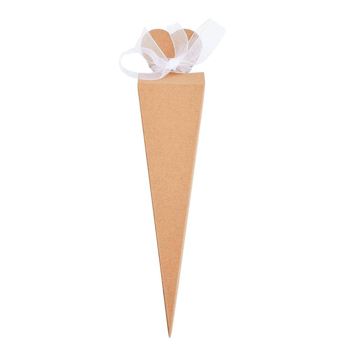 Cone Candy Gift Boxes, Pack of 50 Ice Cream Shape Party Favour Treat Boxes - Kraft Brown