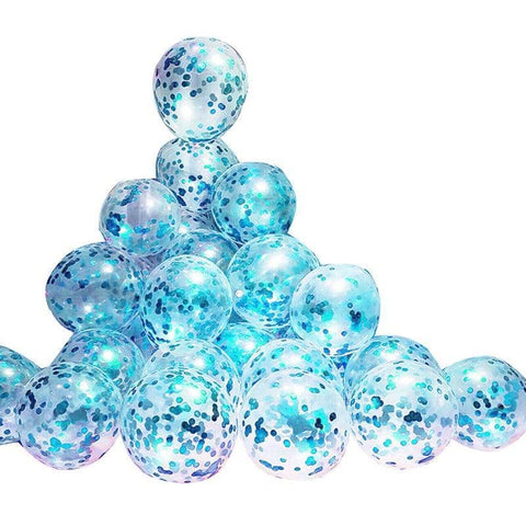 Confetti Glitter Balloons 30cm Latex for Party and Wedding - Light Blue, Pack of 10
