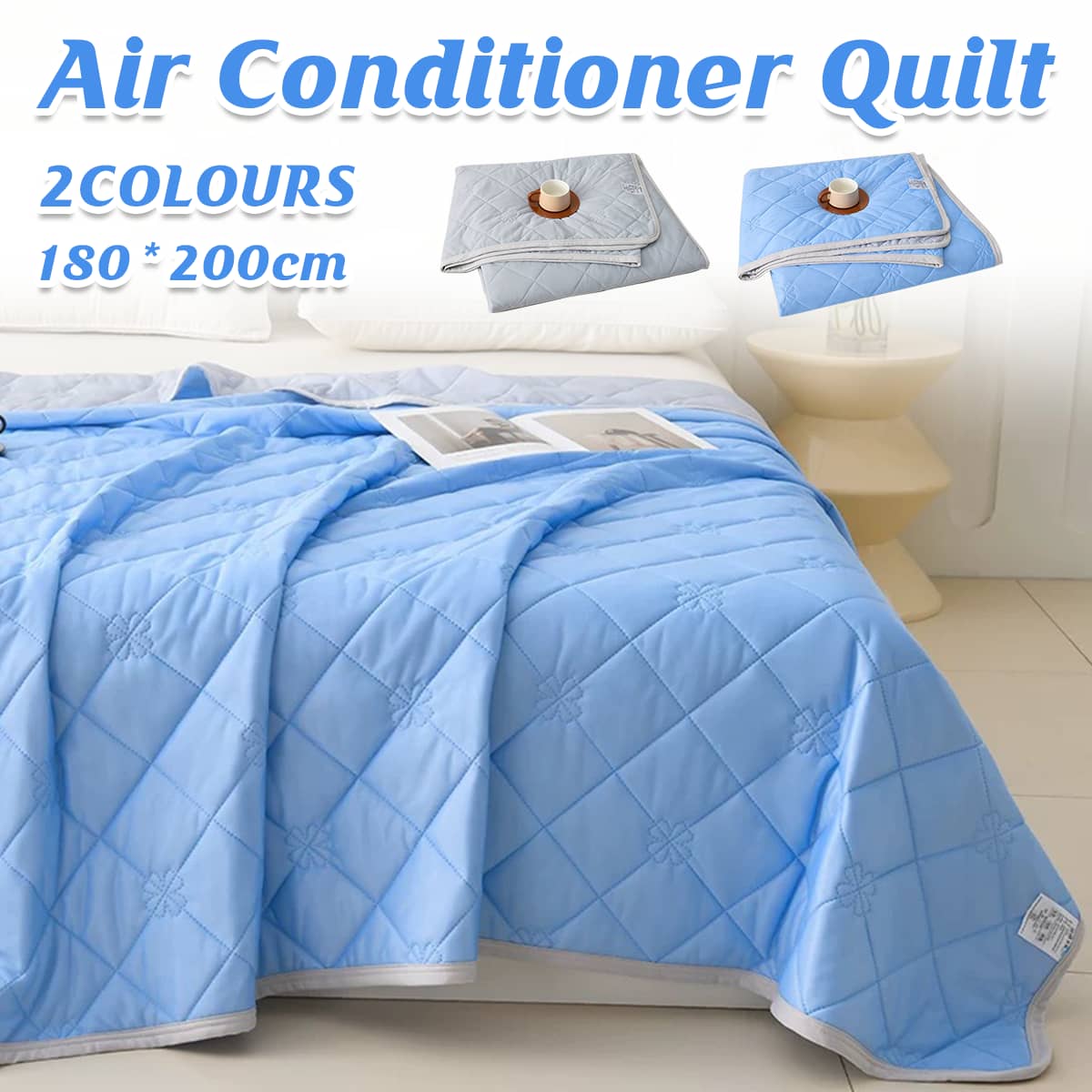 Cooling Summer Quilt 180 x 200 cm Ice Silk - Grey - view 2